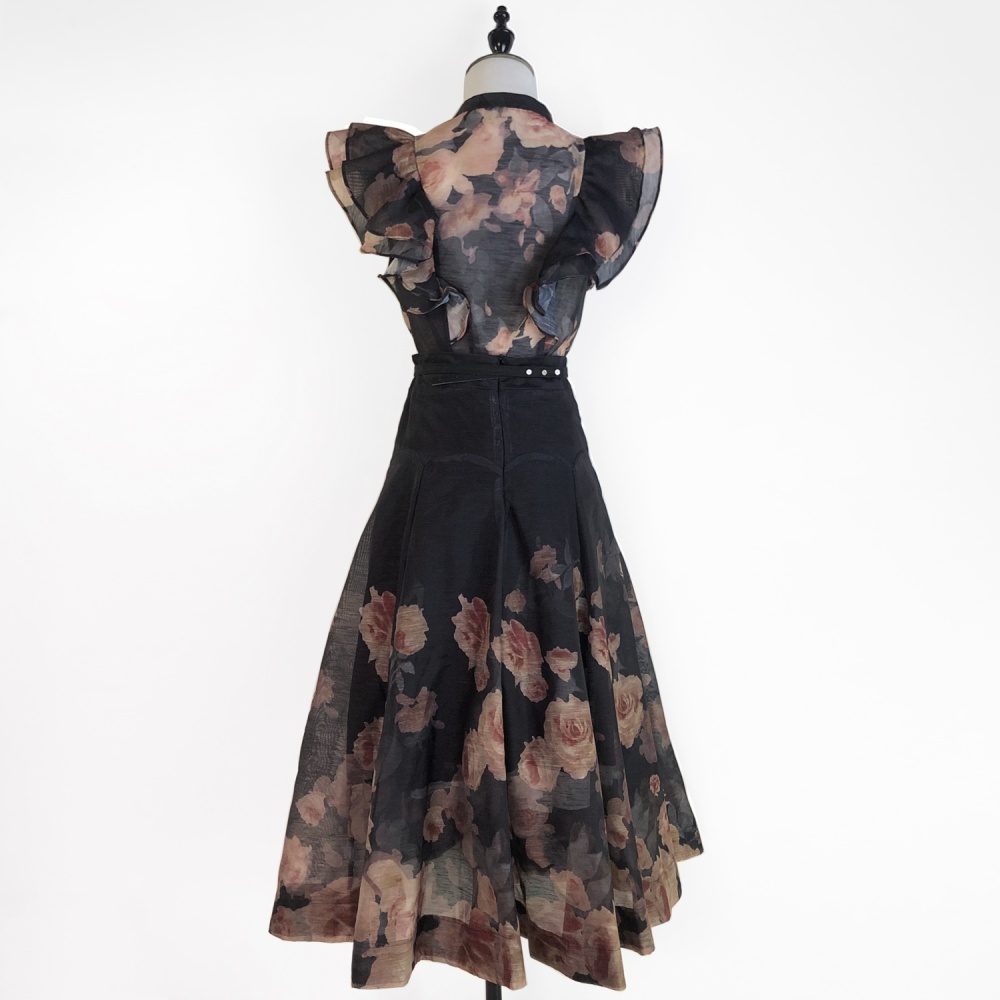 Ladies fashion shirt lotus leaf edges skirt 2pcs set