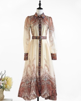Long sleeve dress spring and summer belt for women