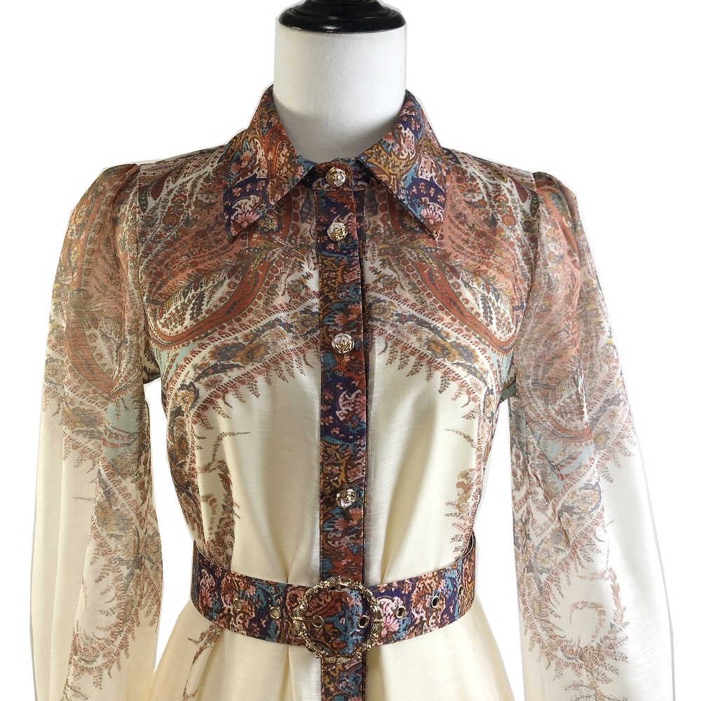 Long sleeve dress spring and summer belt for women