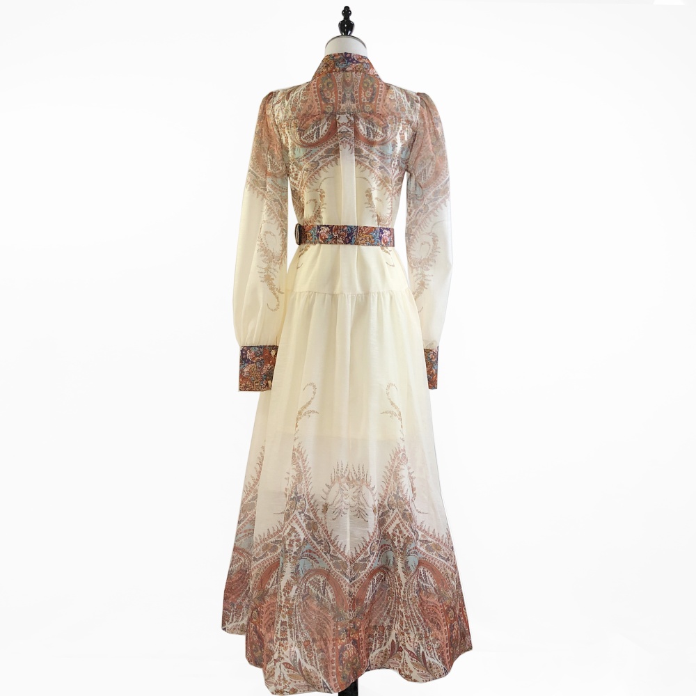 Long sleeve dress spring and summer belt for women