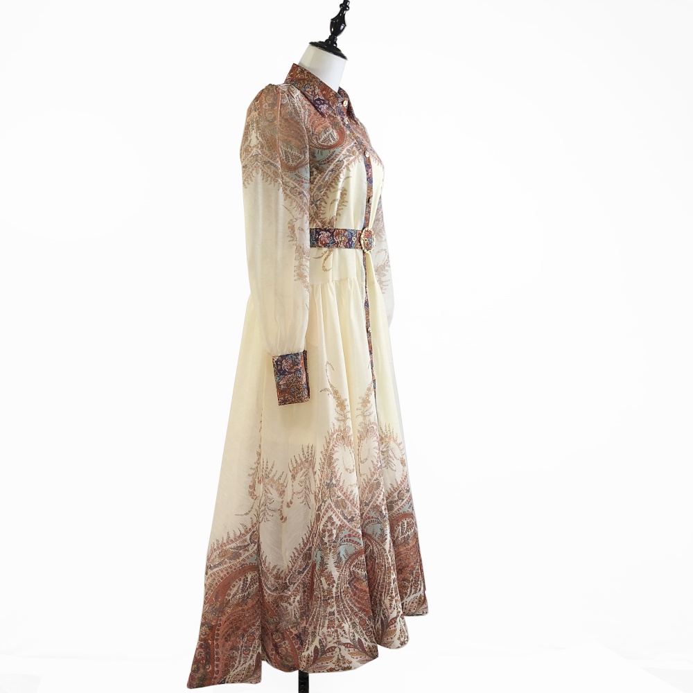 Long sleeve dress spring and summer belt for women