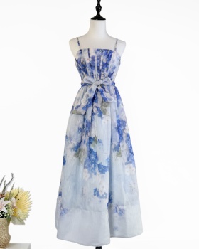 Frenum printing dress France style long dress