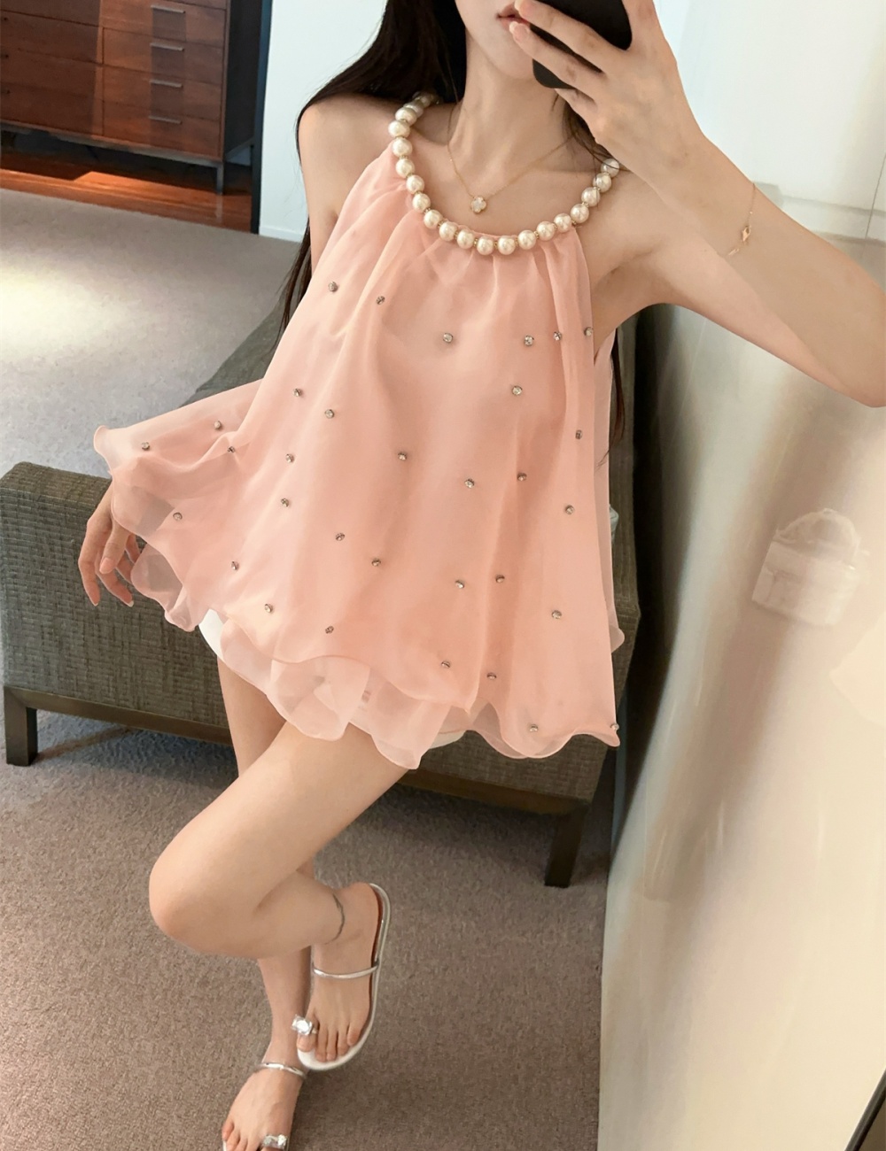 Rhinestone France style tops temperament small shirt