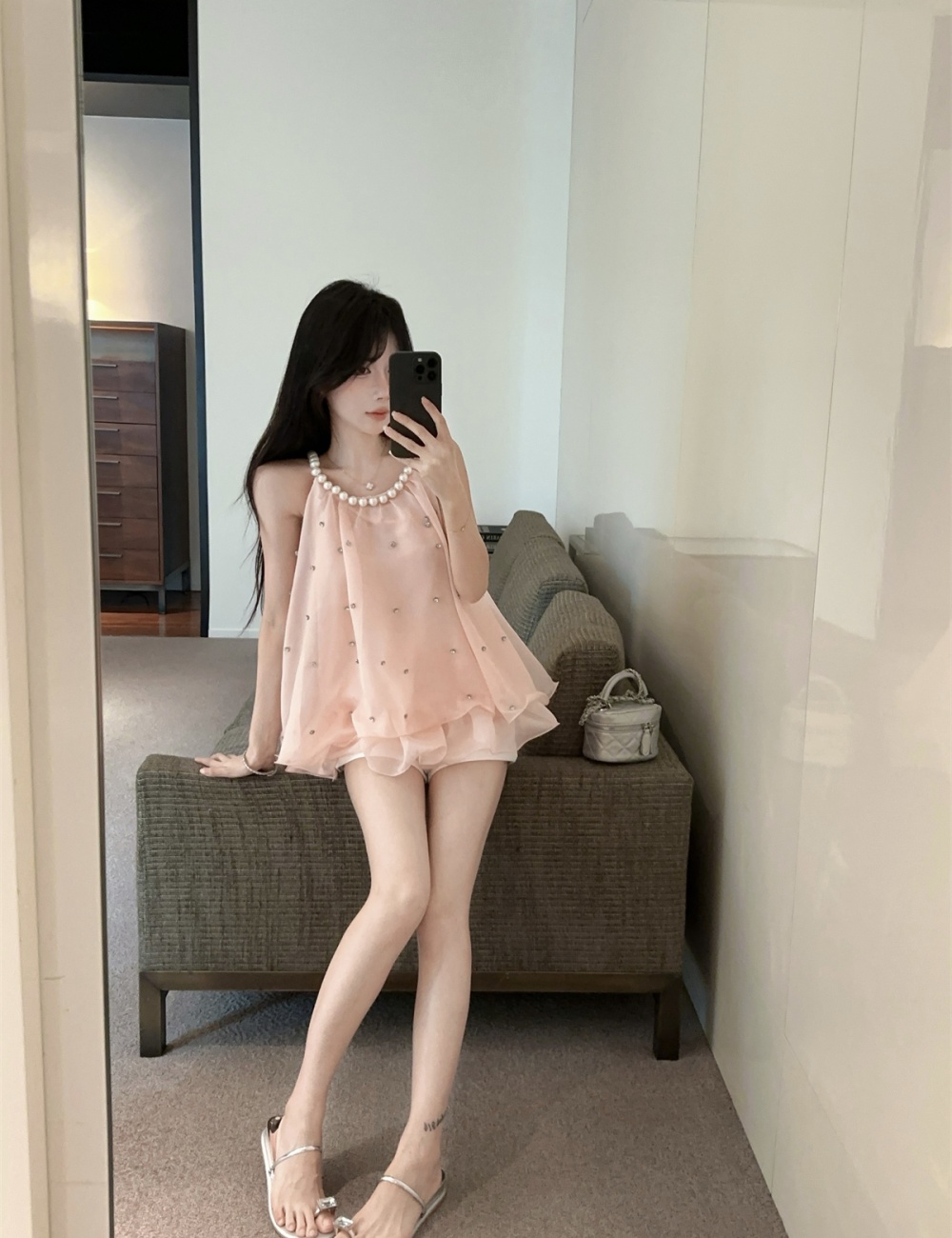 Rhinestone France style tops temperament small shirt