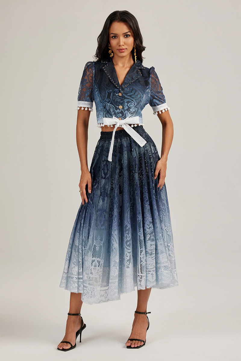 Short sleeve short skirt court style tops a set