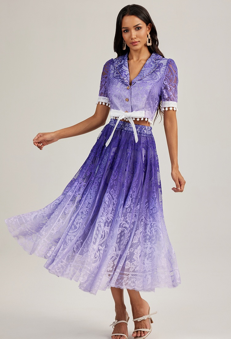 Short sleeve short skirt court style tops a set