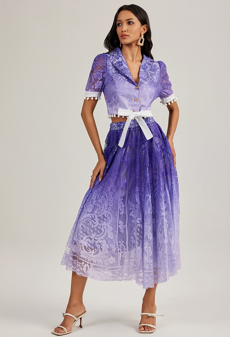 Short sleeve short skirt court style tops a set