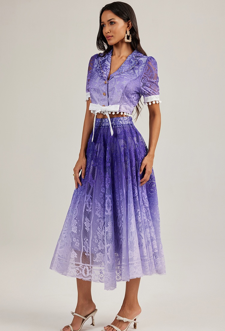 Short sleeve short skirt court style tops a set