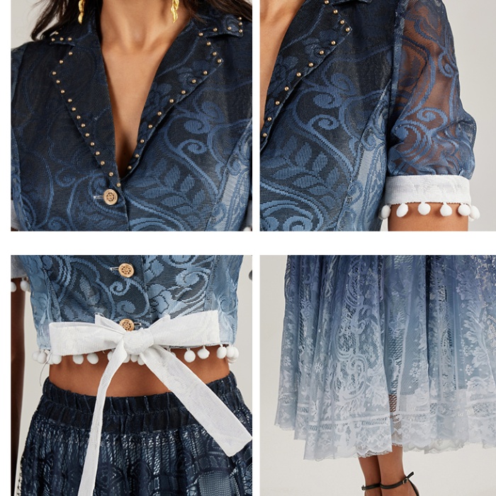 Short sleeve short skirt court style tops a set