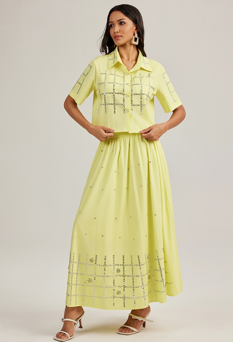 Short sleeve lapel shirt vacation short skirt 2pcs set