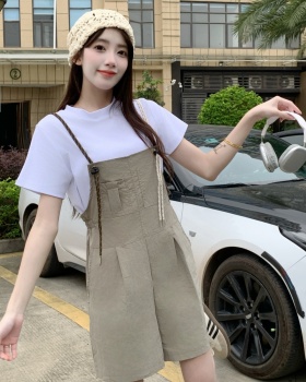 Sling strap jumpsuit Casual T-shirt a set for women