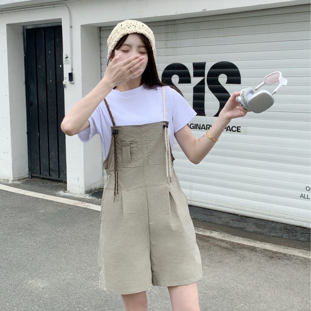 Sling strap jumpsuit Casual T-shirt a set for women