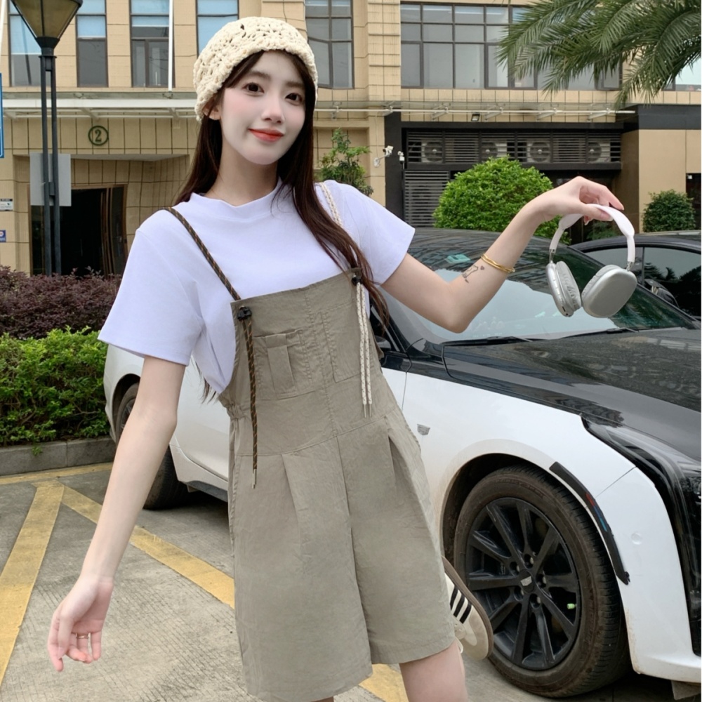 Sling strap jumpsuit Casual T-shirt a set for women