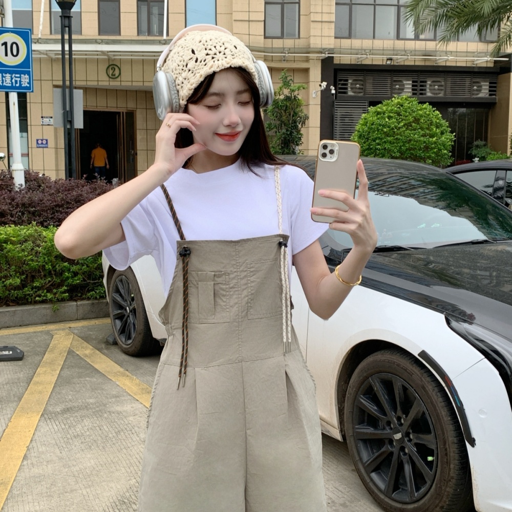 Sling strap jumpsuit Casual T-shirt a set for women