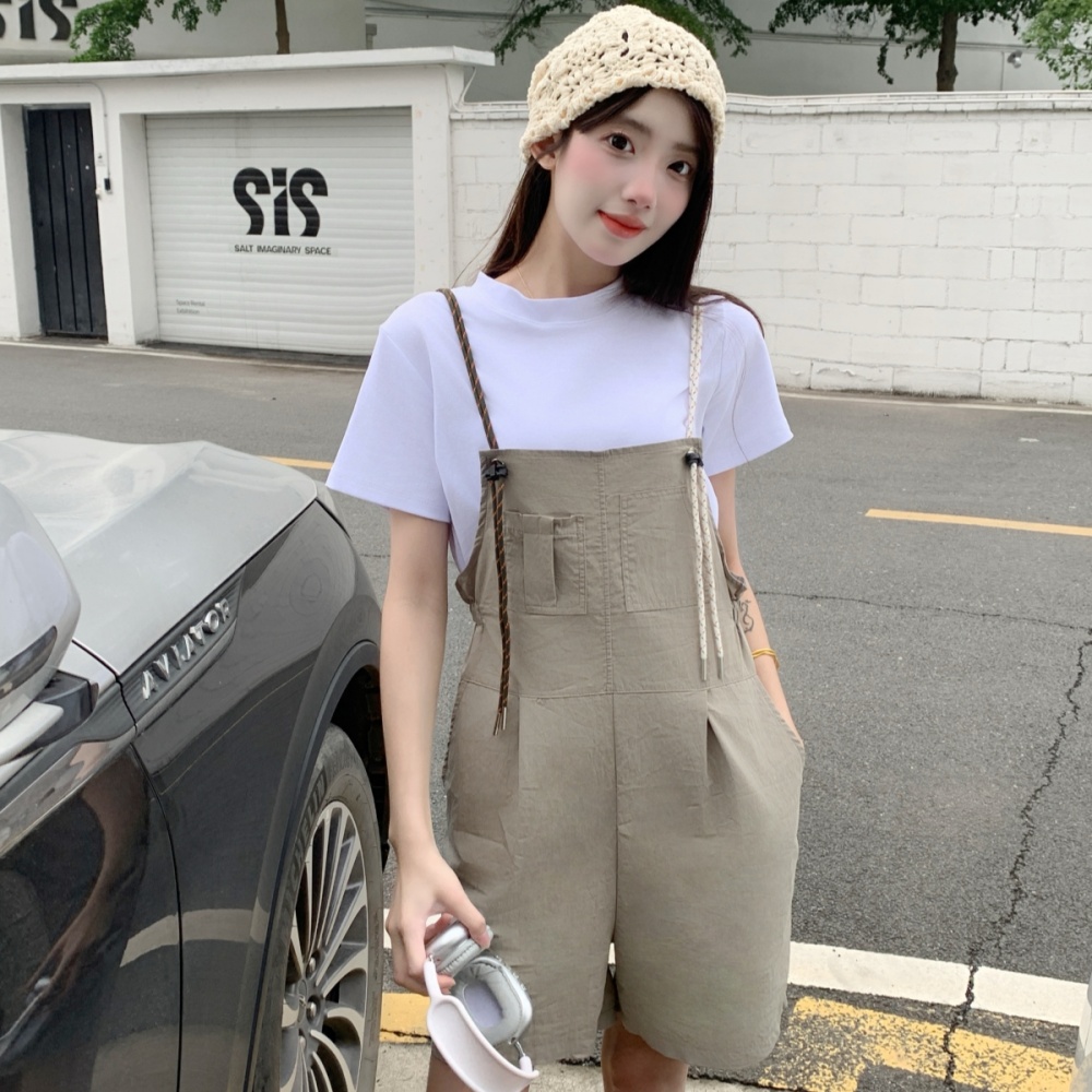 Sling strap jumpsuit Casual T-shirt a set for women