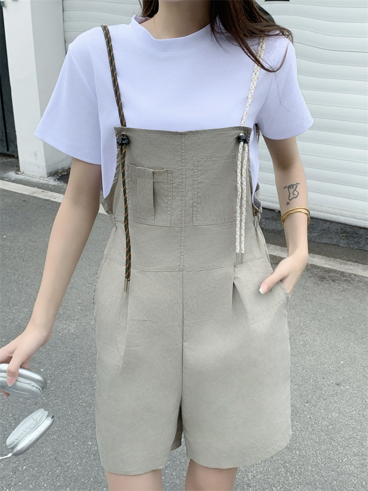 Sling strap jumpsuit Casual T-shirt a set for women