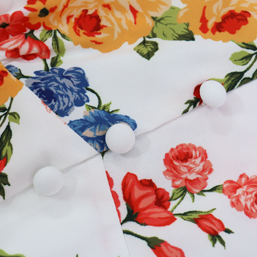 Short sleeve European style vacation printing dress for women