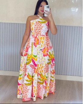Printing vacation European style Casual dress for women