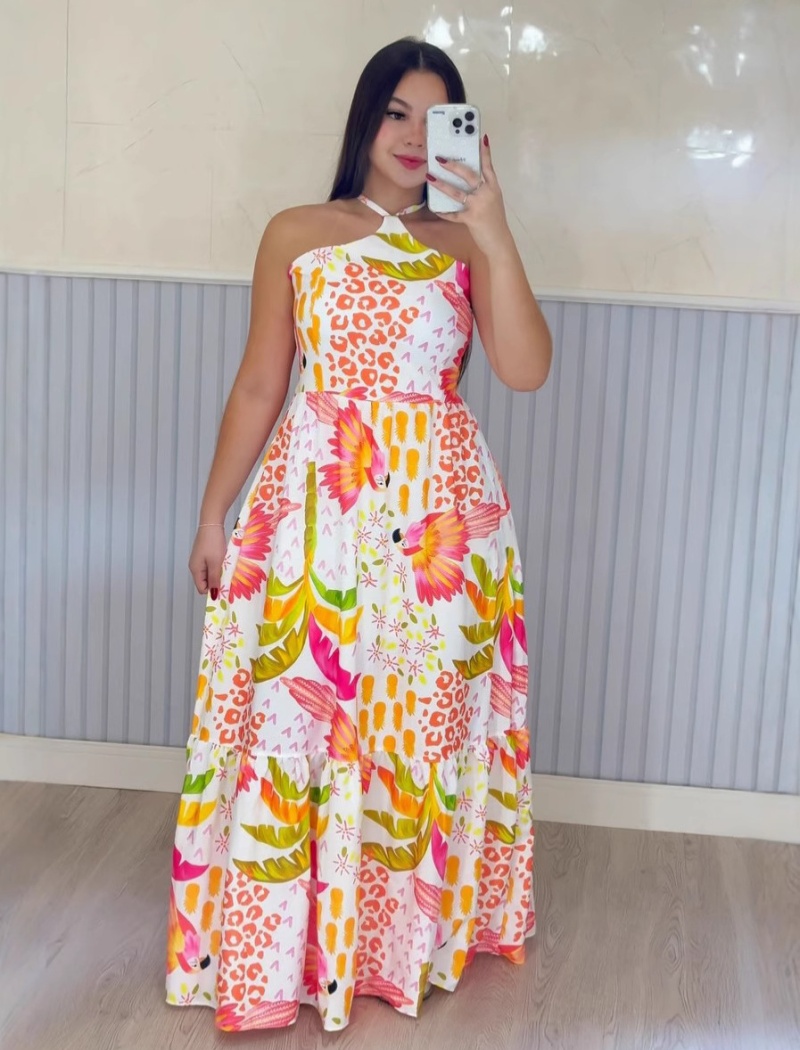 Printing vacation European style Casual dress for women