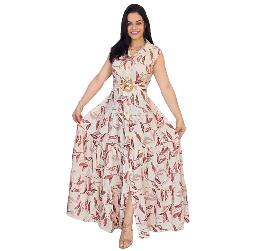 A-line lapel belt pinched waist sleeveless dress