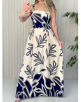 Vacation printing sleeveless dress for women