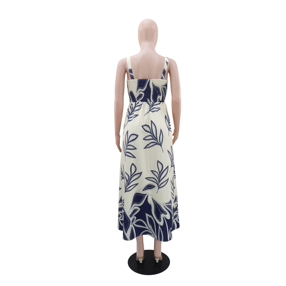 Vacation printing sleeveless dress for women