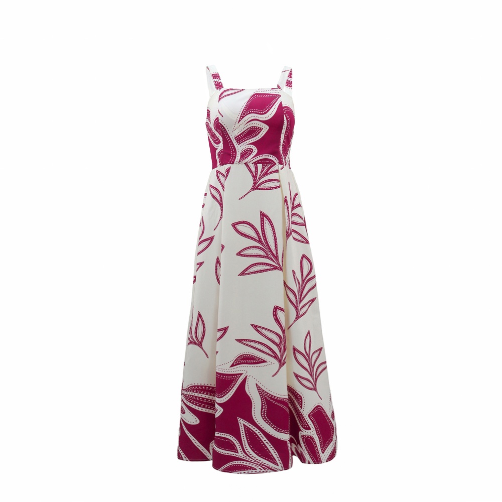 Vacation printing sleeveless dress for women
