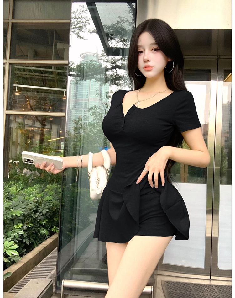 Pinched waist dress ballet T-back 2pcs set