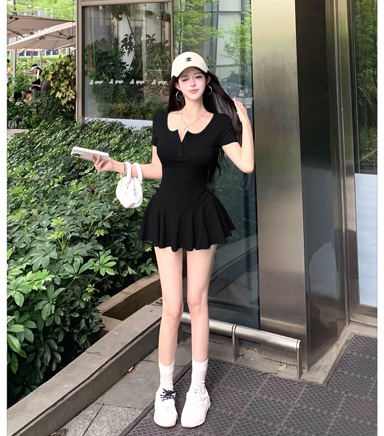 Pinched waist dress ballet T-back 2pcs set