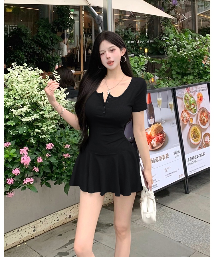 Pinched waist dress ballet T-back 2pcs set