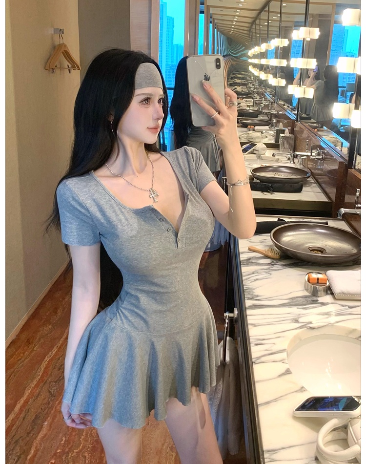 Pinched waist dress ballet T-back 2pcs set