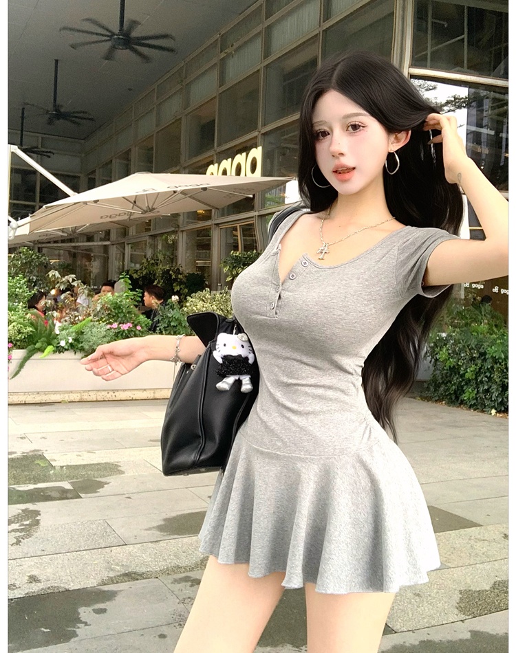 Pinched waist dress ballet T-back 2pcs set