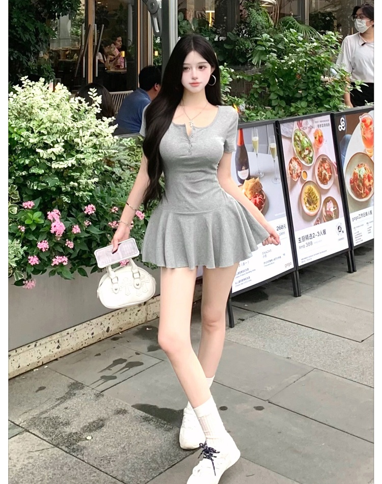 Pinched waist dress ballet T-back 2pcs set