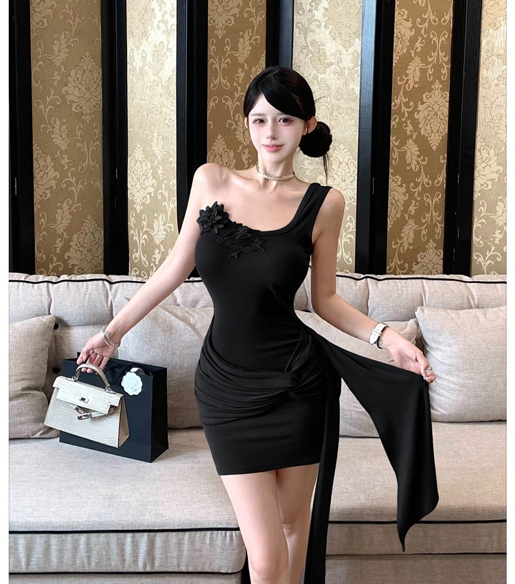 Summer retro sexy vest irregular flowers dress