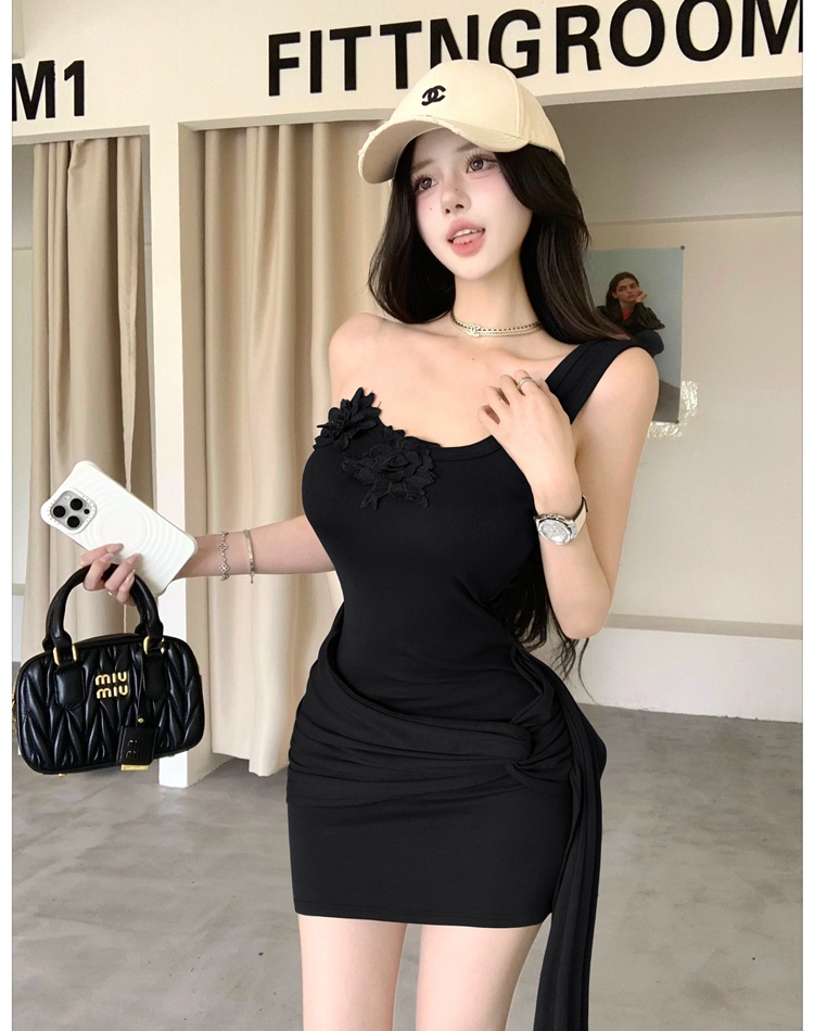 Summer retro sexy vest irregular flowers dress