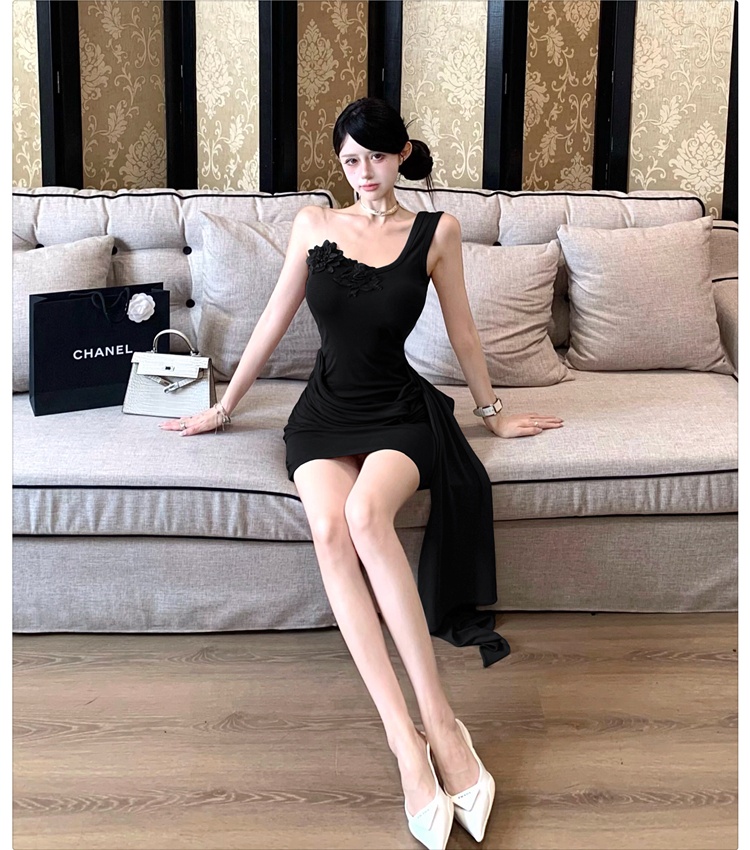 Summer retro sexy vest irregular flowers dress