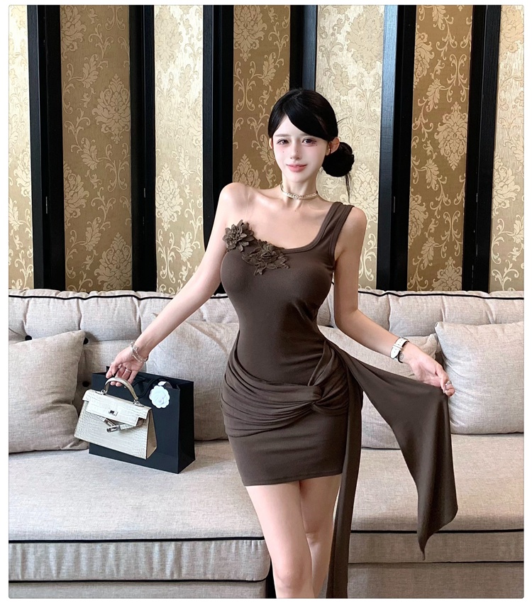 Summer retro sexy vest irregular flowers dress