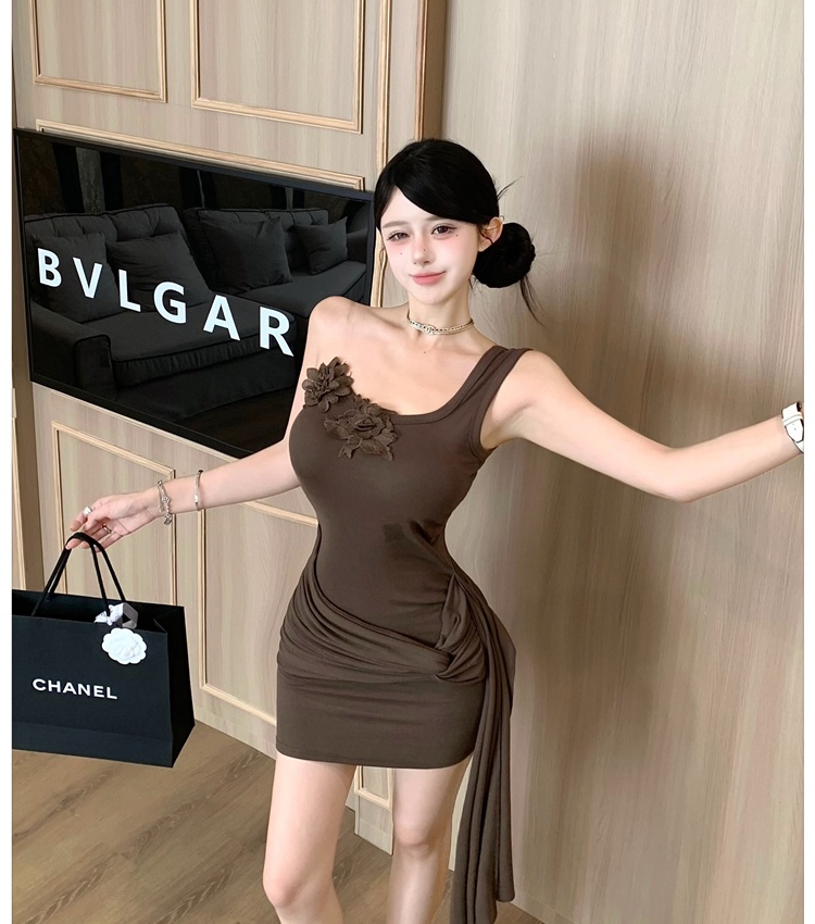 Summer retro sexy vest irregular flowers dress
