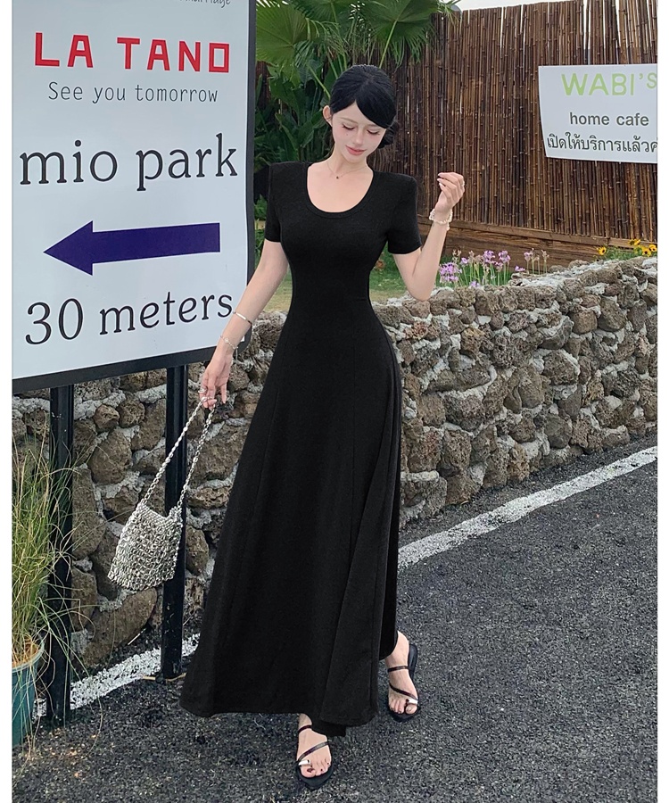 Frenum long dress pinched waist dress for women