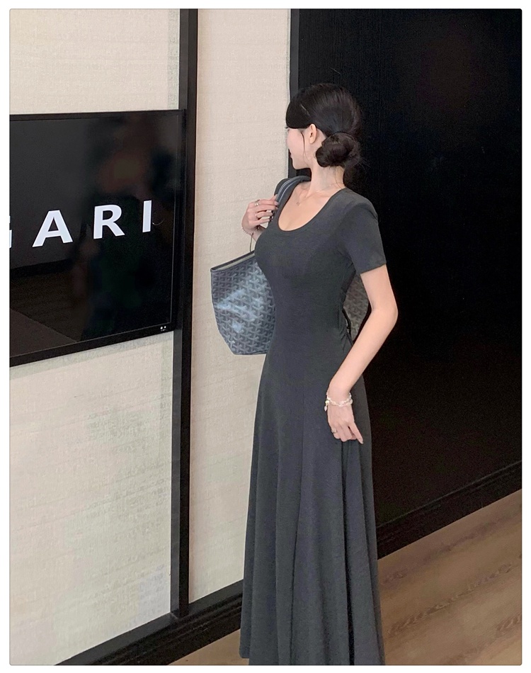 Frenum long dress pinched waist dress for women