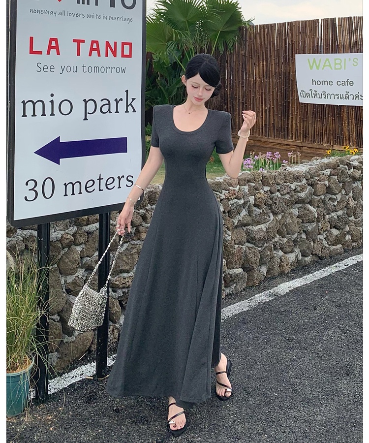 Frenum long dress pinched waist dress for women