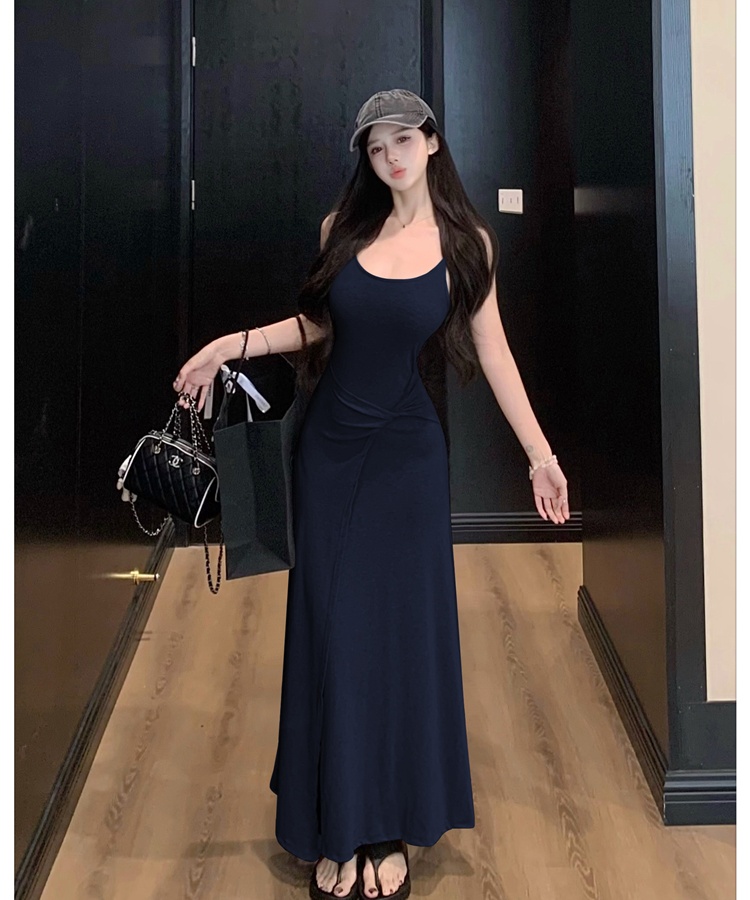 With chest pad slim dress summer long dress for women
