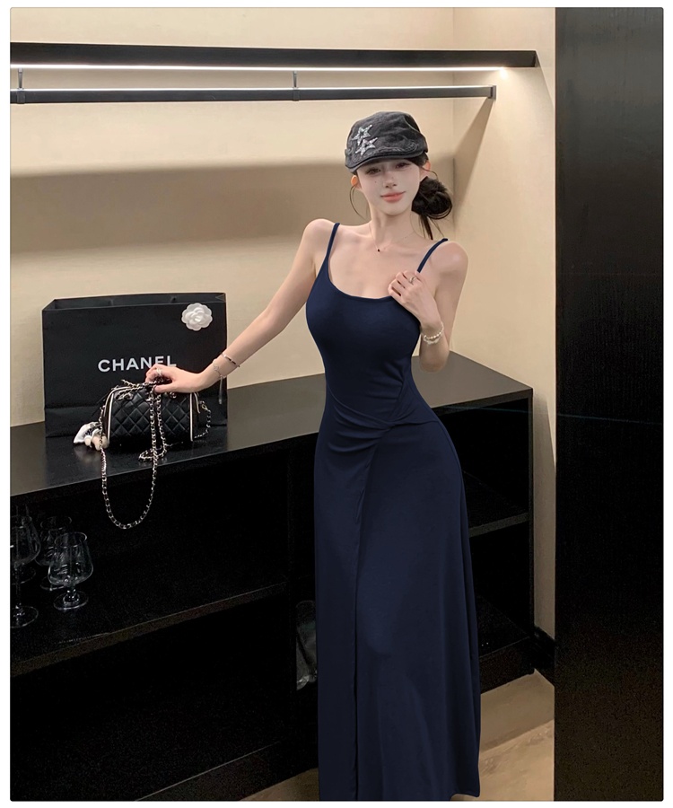 With chest pad slim dress summer long dress for women