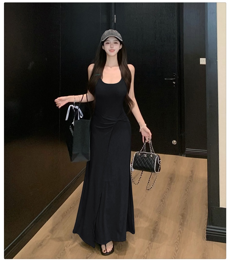 With chest pad slim dress summer long dress for women