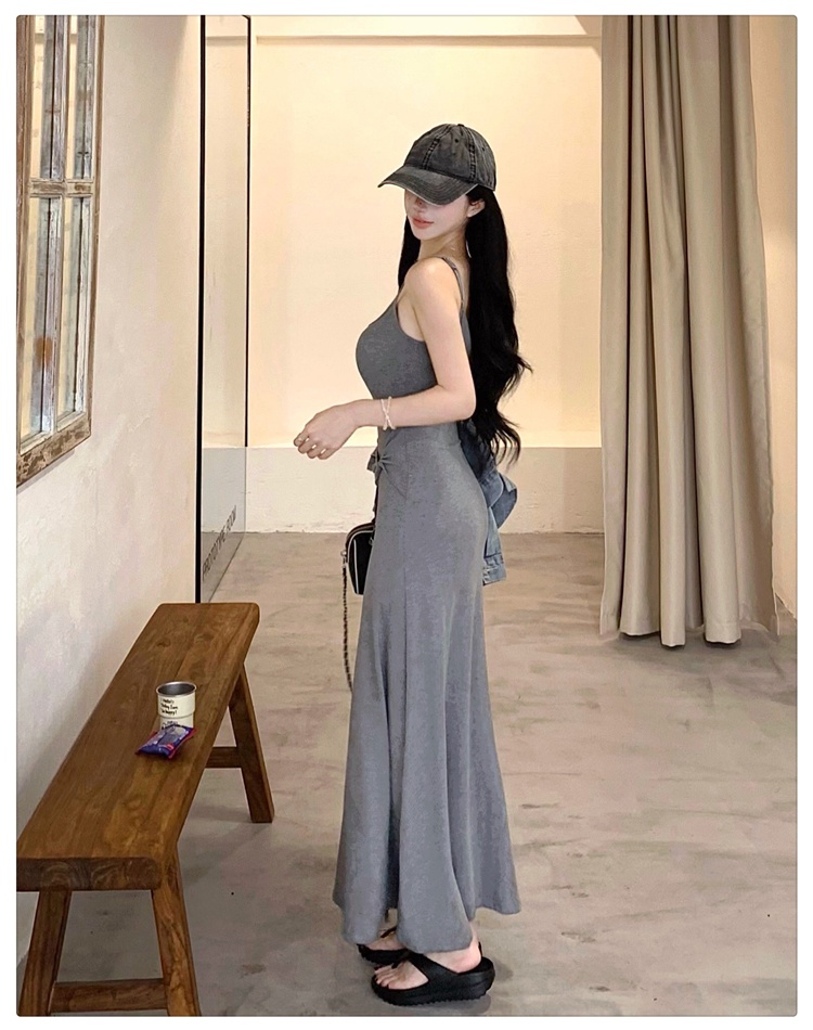 With chest pad slim dress summer long dress for women