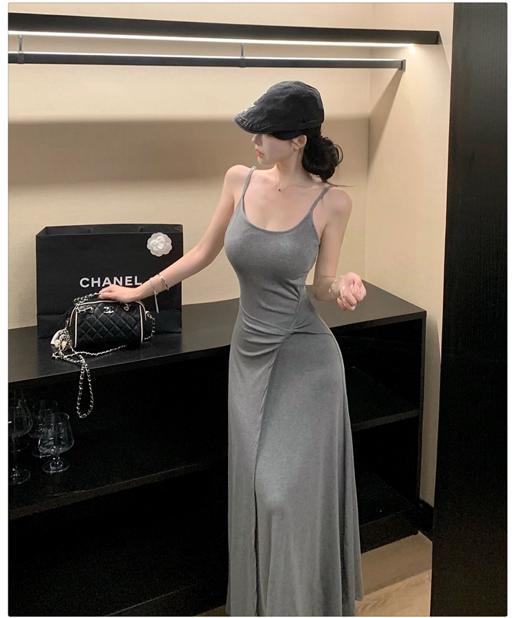 With chest pad slim dress summer long dress for women