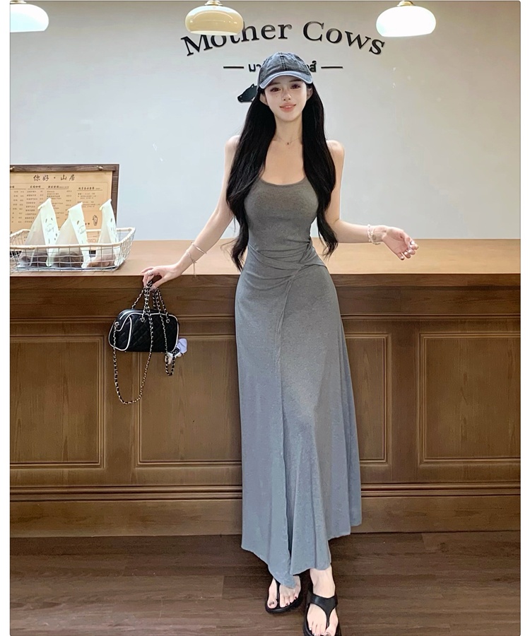 With chest pad slim dress summer long dress for women