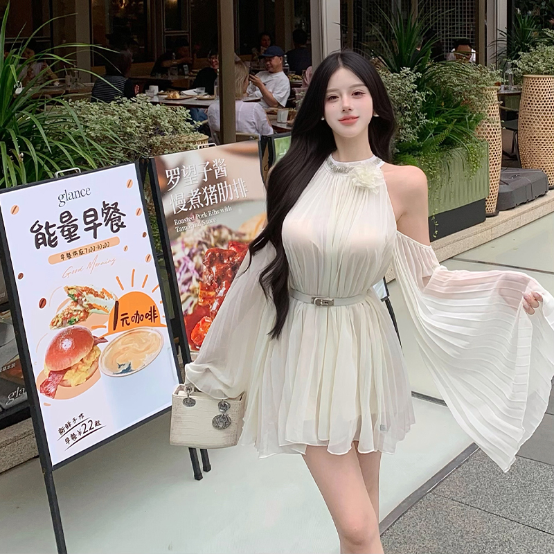 Crimp loose dress strapless belt for women