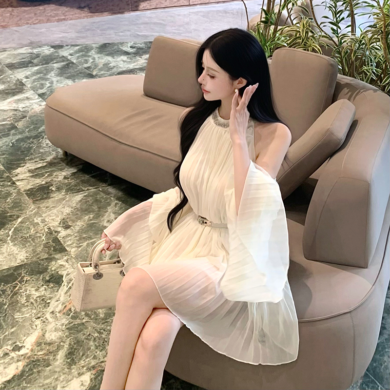 Crimp loose dress strapless belt for women