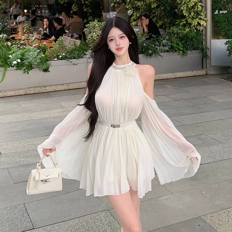 Crimp loose dress strapless belt for women